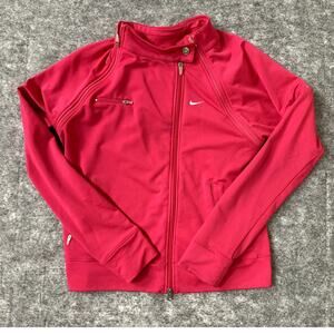 Nike womens running jacket Dri-Fit vents Large (12-14) removable sleeves track
